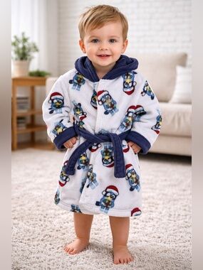 Bluey Toddler Size 2T/3T Plush Hooded Robe Housecoat Hooded Festive Christmas